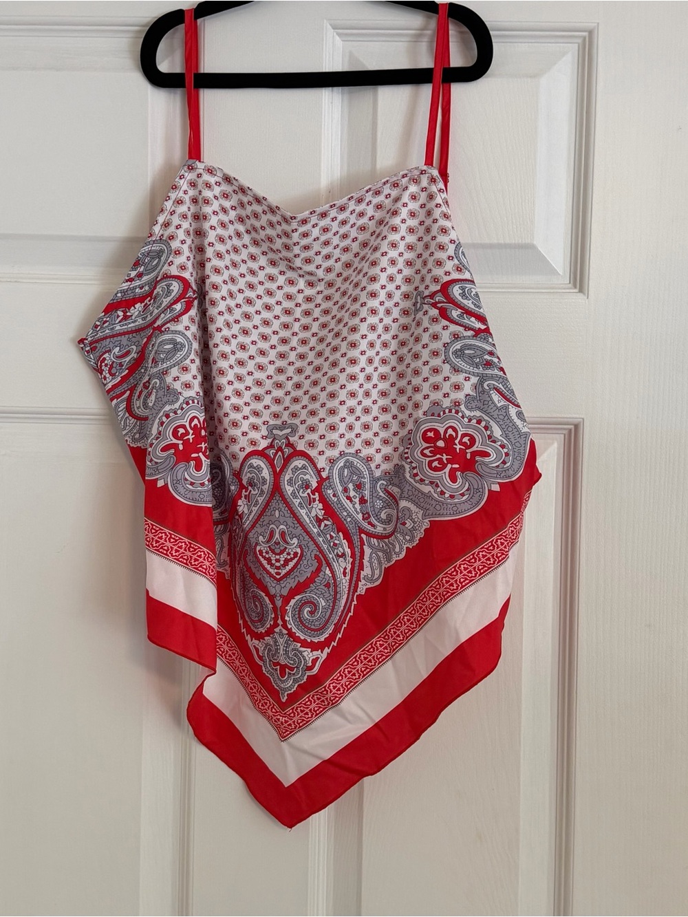 Bandana Print Scarf Tank Top Red White Blue Tie Back XL